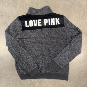 Vintage Y2K Victoria's Secret PINK Grey 1/4 Zip Longsleeve Pullover Sweatshirt L